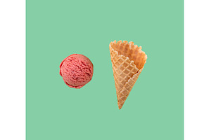 Ice cream ball isolated on color, a Food & Drink Photo by Yulia Furman