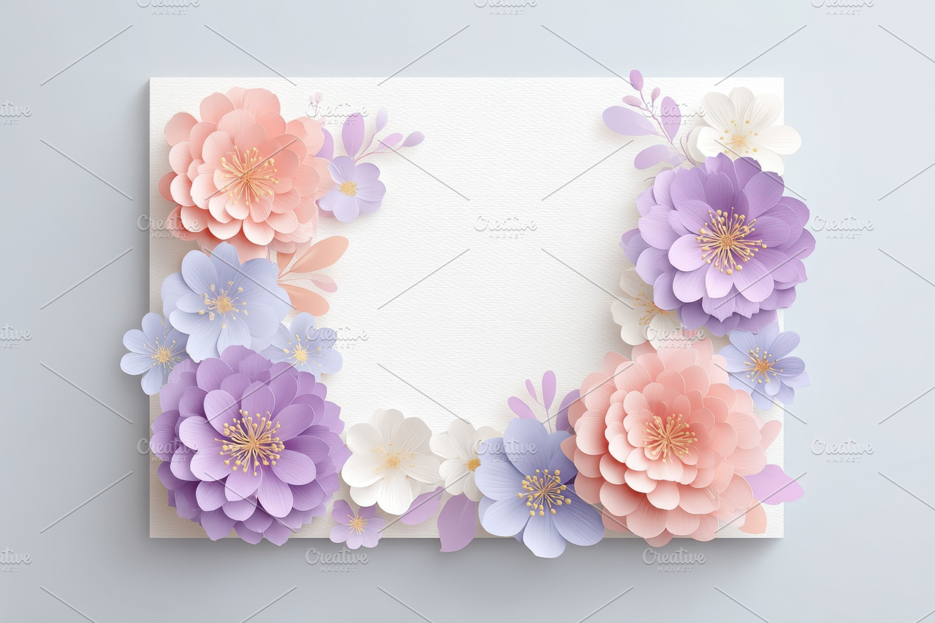 Pastel paper flower card frame, a Background Photo by AlyaAnd