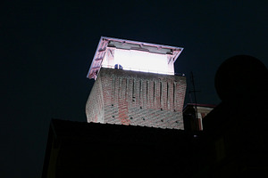 Medieval Tower at night in Settimo Torinese, a Photo by WorldOfPhotos