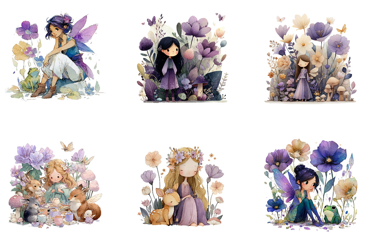Purple Fairy Clipart, a Seasonal Illustration by CreationArt (Photo 2 of 4)