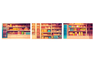store shelves background. shelf with, a Food Illustration by Stock-Smart-Start