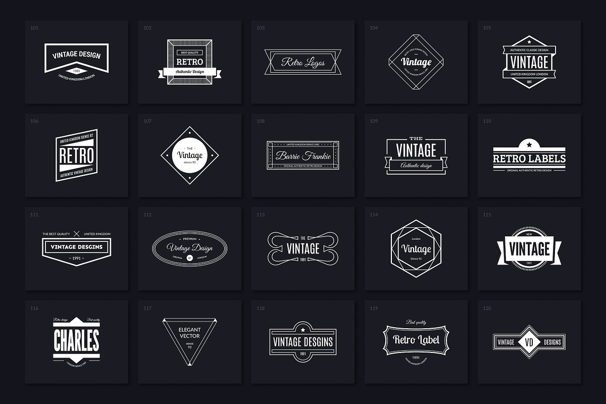 100 Vintage Logos Vol. 2, a Branding & Logo Template by Amito Vectors (Photo 2 of 6)