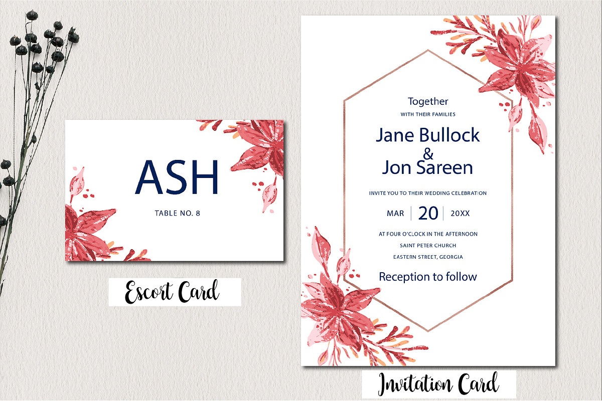 Watercolor Floral Wedding Suit, an Invitation Template by Zmapist (Photo 2 of 5)