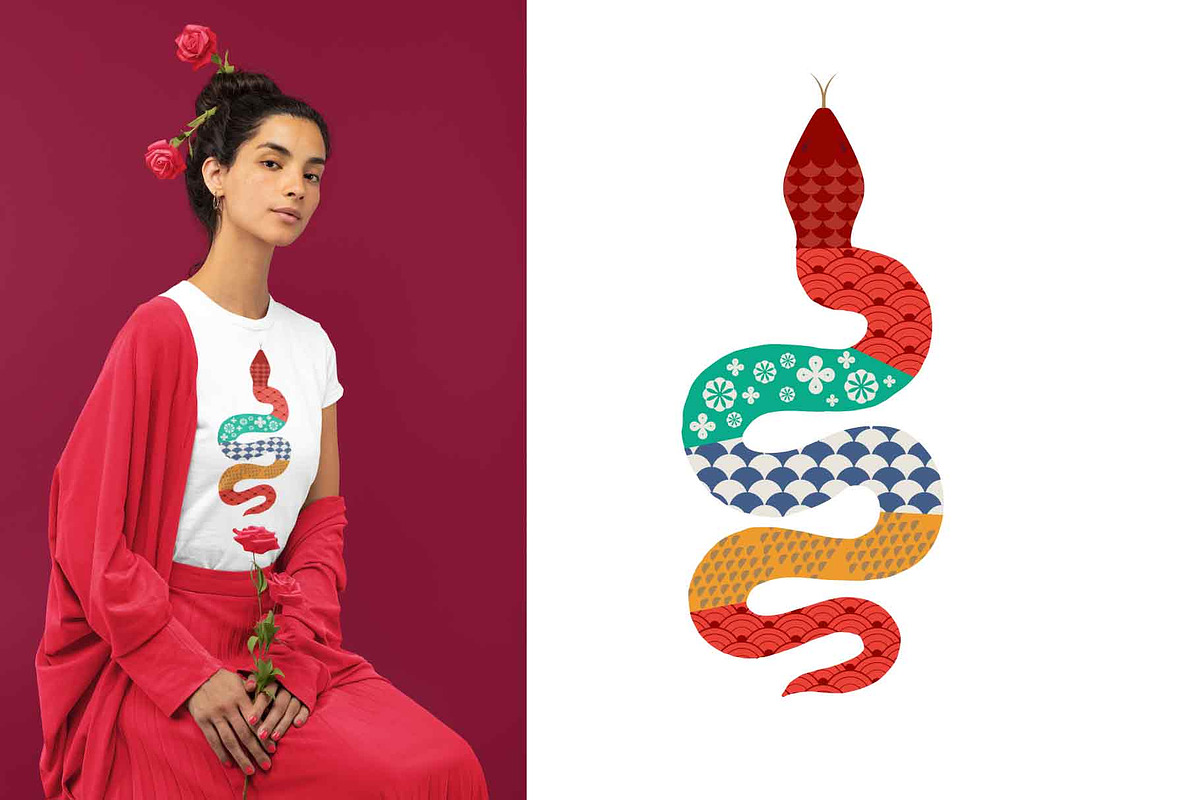 Geometric snake Chinese new year, an Object Graphic by Piixypeach (Photo 6 of 7)