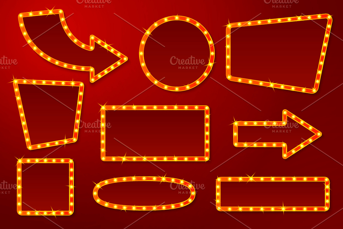 Vector Retro style light letters, a Decorative Illustration by Tashal (Photo 7 of 15)