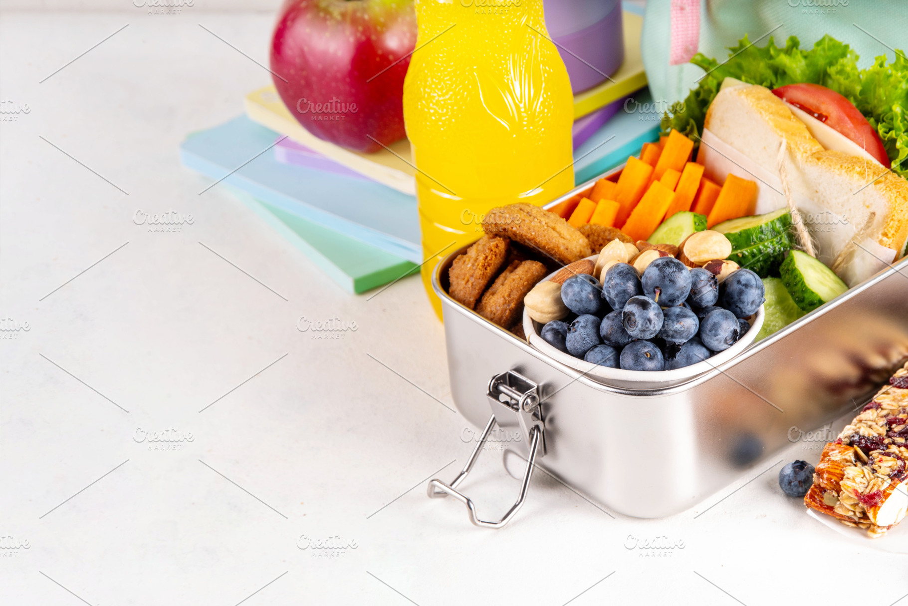 Preparing homemade balanced healthy lunch box for schooler, a Food & Drink Photo by Rimma