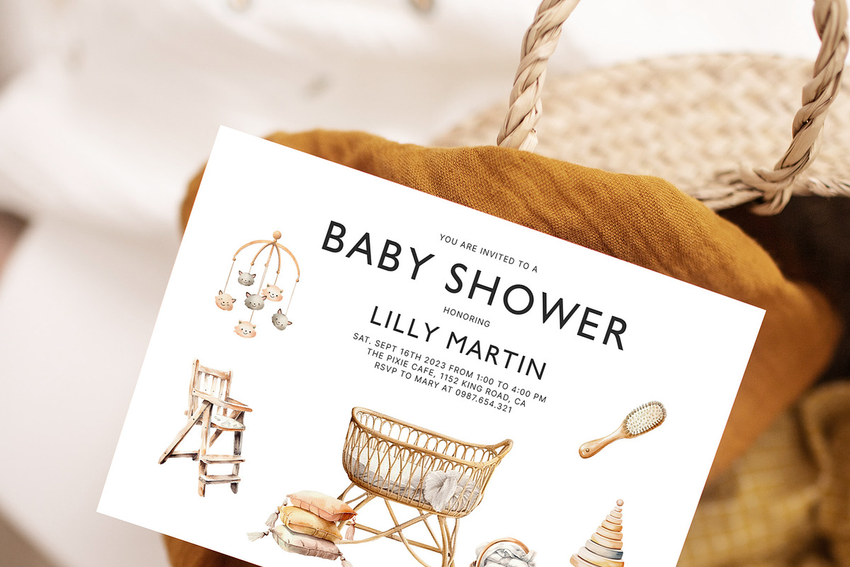 Baby Shower Watercolor Clipart, a Decorative Illustration by Sunshine Art (Photo 7 of 15)