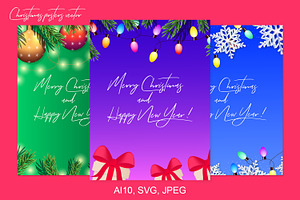 Merry Christmas Posters Vector, a Poster Template by kh_cat