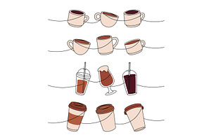 Coffee Set One Line Colored