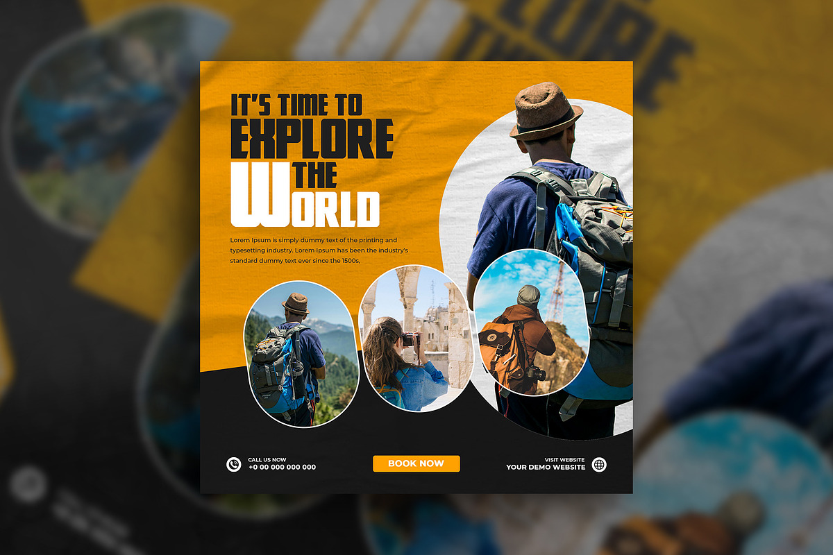 Travel social media post banner, a Social Media Template by Tanmoy Topu (Photo 2 of 11)