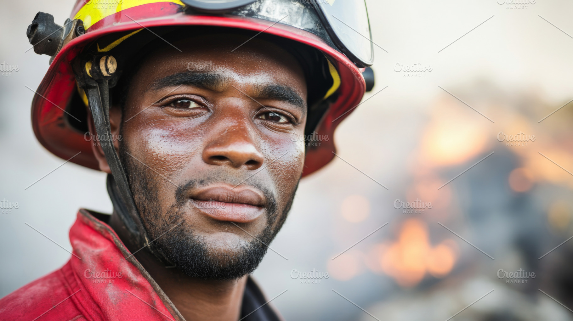 Firefighter in gear on duty under sunny day, a Photo by Dvoevnore photos