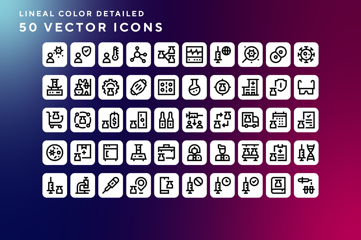 Vaccine development icons, an Outline Icon by Wencory (Photo 1 of 2)