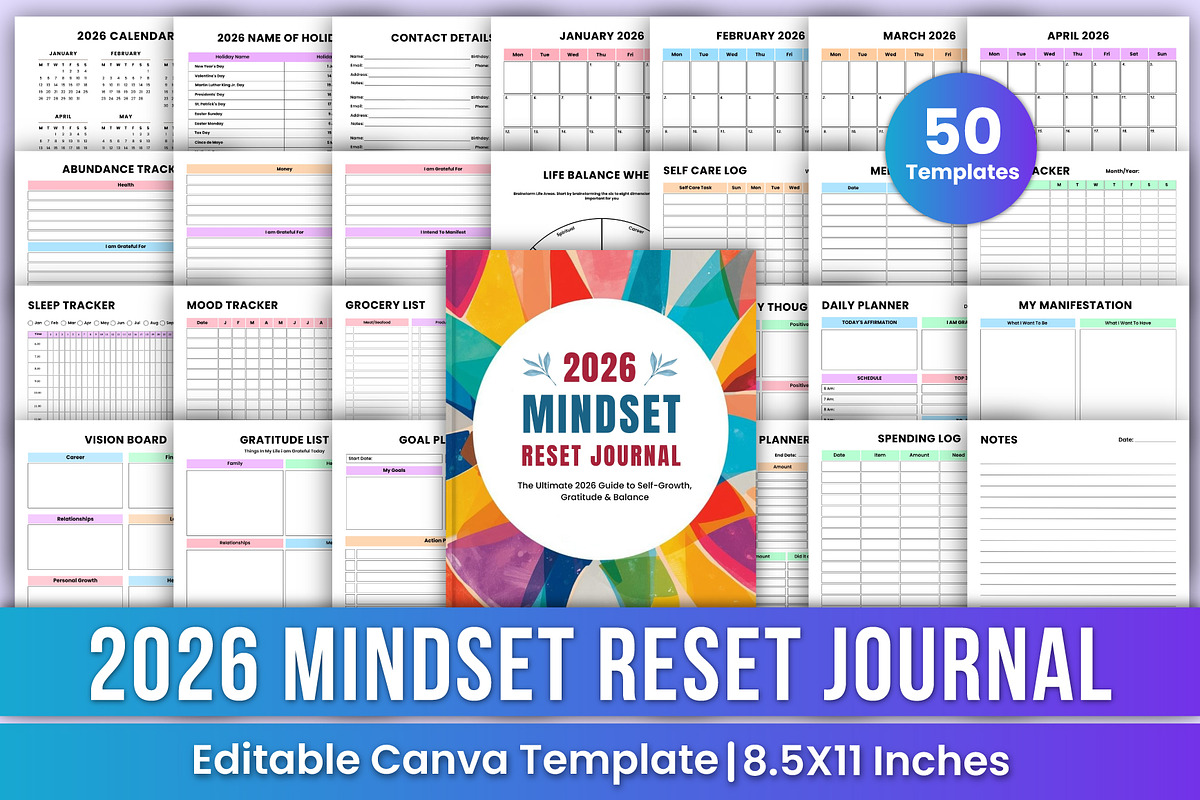 2026 Mindset Reset Journal Canva