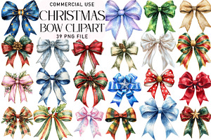 Christmas bow clipart, an Illustration by Daily.Designs