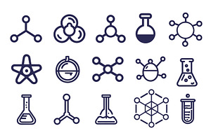 Chemistry molecules icons, an Illustration by Stock-Smart-Start