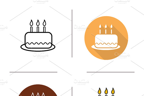 Birthday Cake Icons. Vector