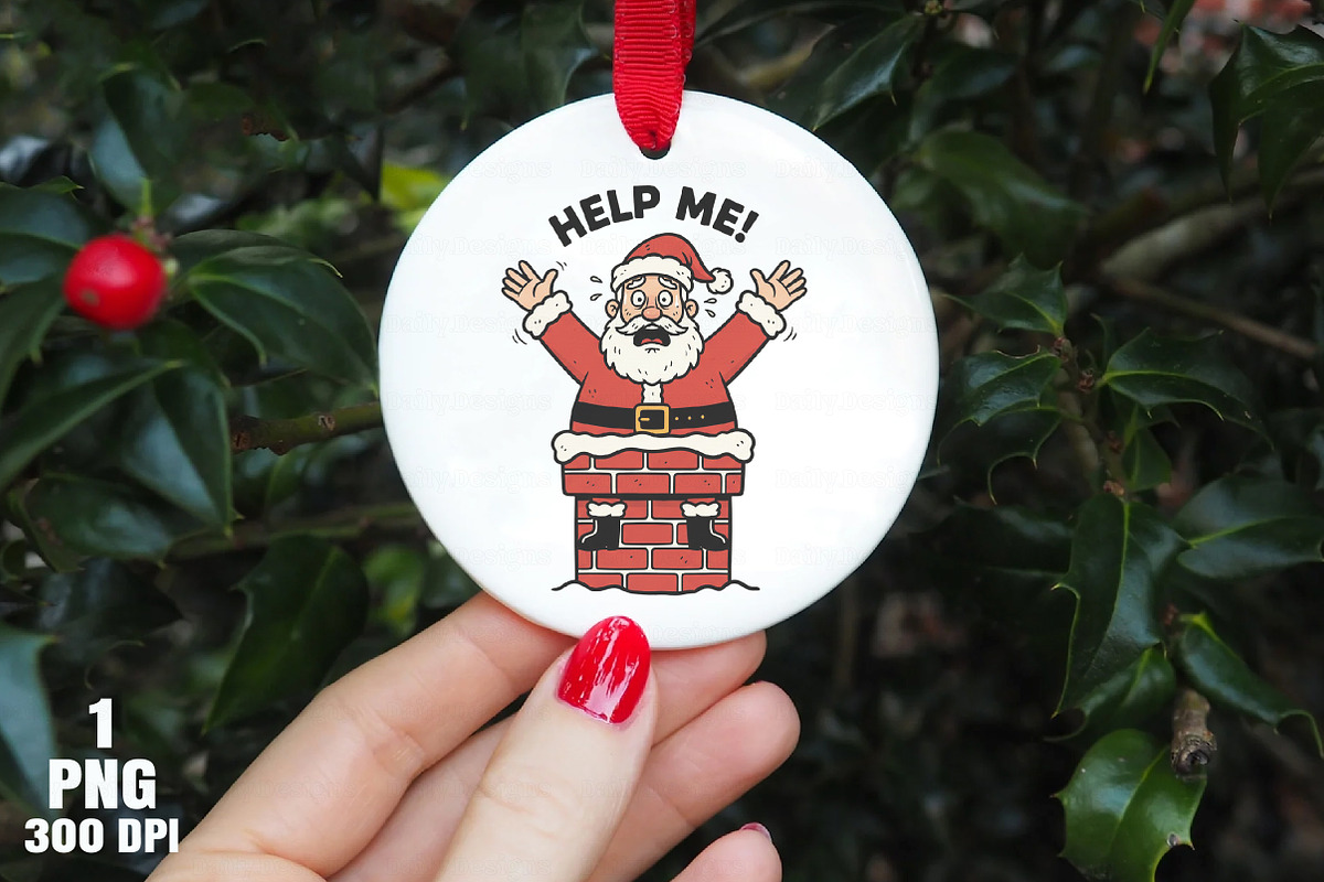 Funny Santa Stuck in Chimney Christm, an Illustration by Daily.Designs (Photo 8 of 10)