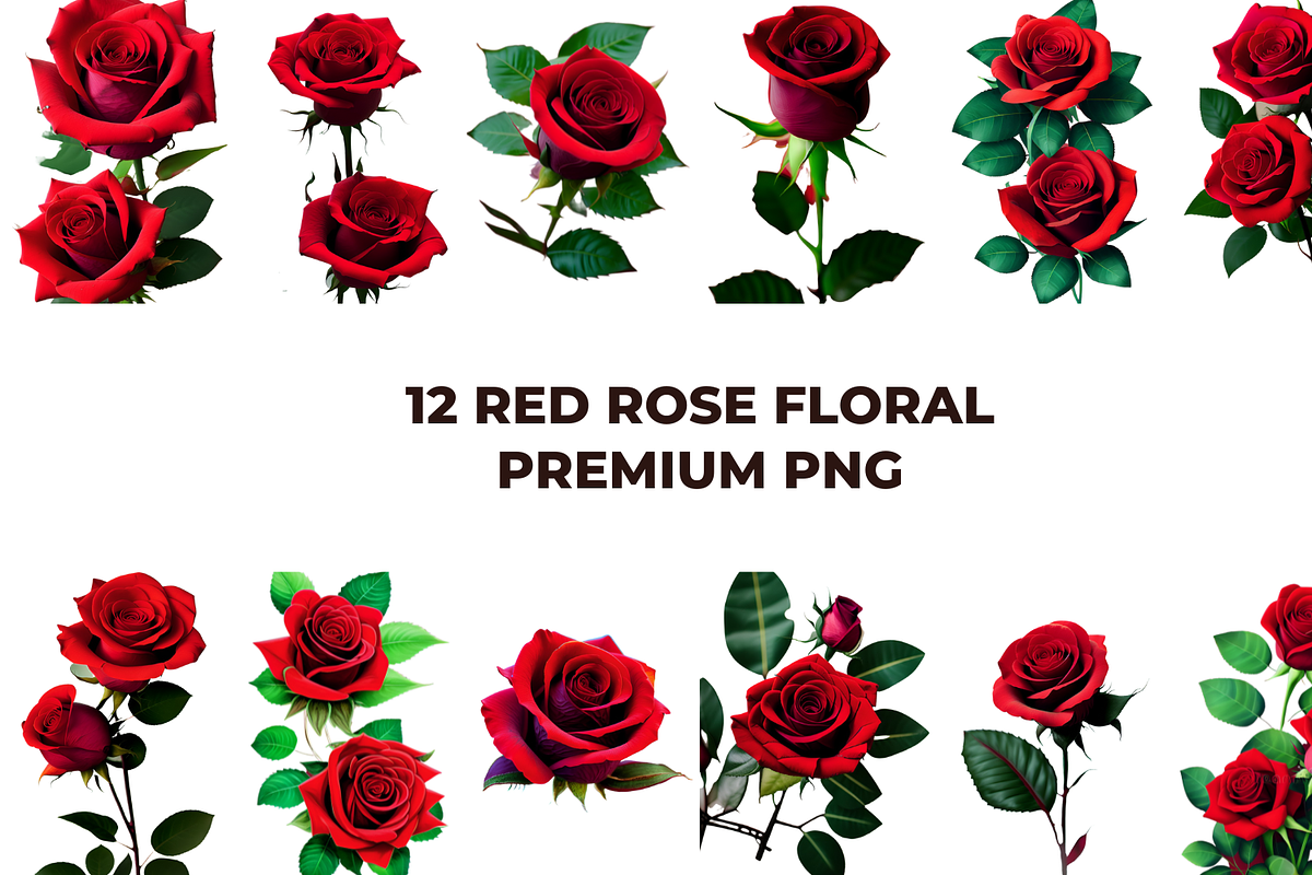 Red Rose Floral Premium PNG, a Decorative Illustration by Graphicspixel (Photo 1 of 4)