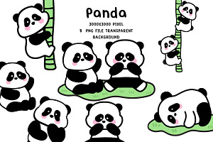 Cute Panda Clipart PNG Set, an Animal Illustration by Nattapohncha
