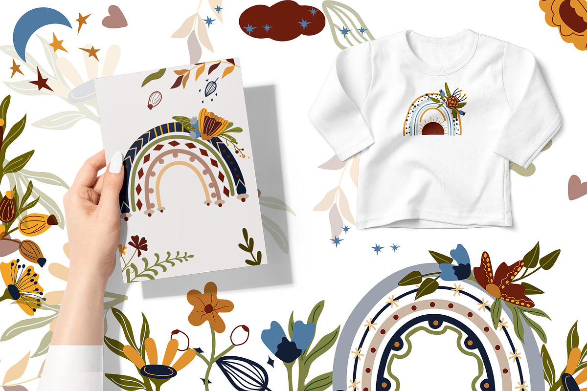 Boho Rainbows, Floral Rainbows, a Decorative Illustration by Usis (Photo 8 of 10)