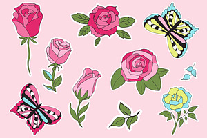 Roses And Butterflies Stickers