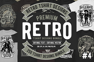 250 Retro Tshirt Designs Bundle #4