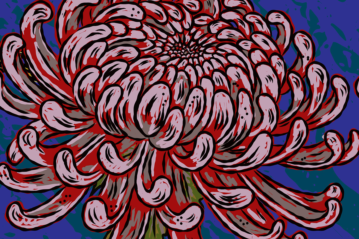 Vintage Chrysanthemum Maximalist, a Pattern Graphic by NayaChu (Photo 6 of 9)