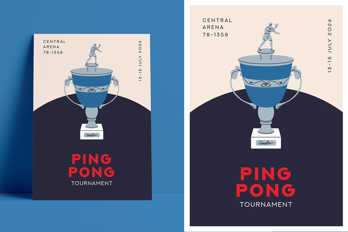 Ping pong, table tennis posters set, a Sport Illustration by Good Studio (Photo 3 of 4)