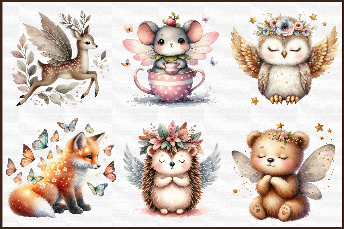Charming Fairy Woodland Animals Clip, an Illustration by Sublimation Artist (Photo 3 of 6)
