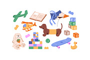 Cute kids toys set + backgrounds, an Object Illustration by PaperTrident (Thumbnail 2 of 12)