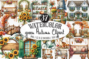 Green Autumn Clipart, an Illustration by Designking
