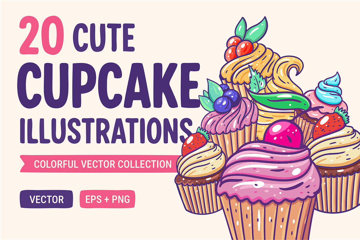 Cupcake Doodles & Dessert Clipart, a Food Illustration by Oktyabr (Photo 1 of 5)