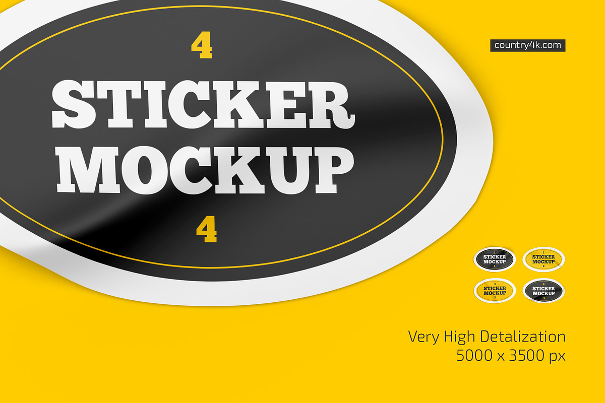 Oval Stickers Mockup Set, an Advertising Mockup by Country4k (Photo 3 of 4)