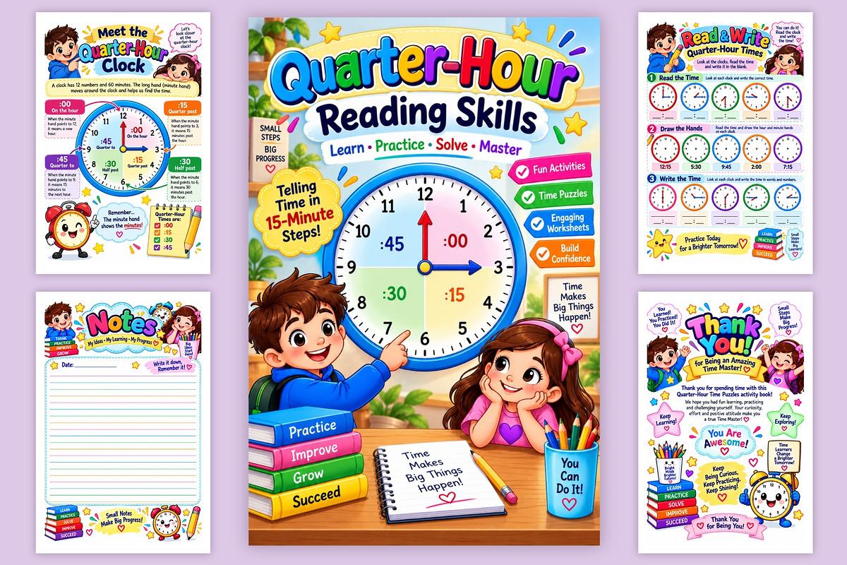 Quarter-Hour Reading Skills, a Stationery Template by Designmela01 (Photo 6 of 6)