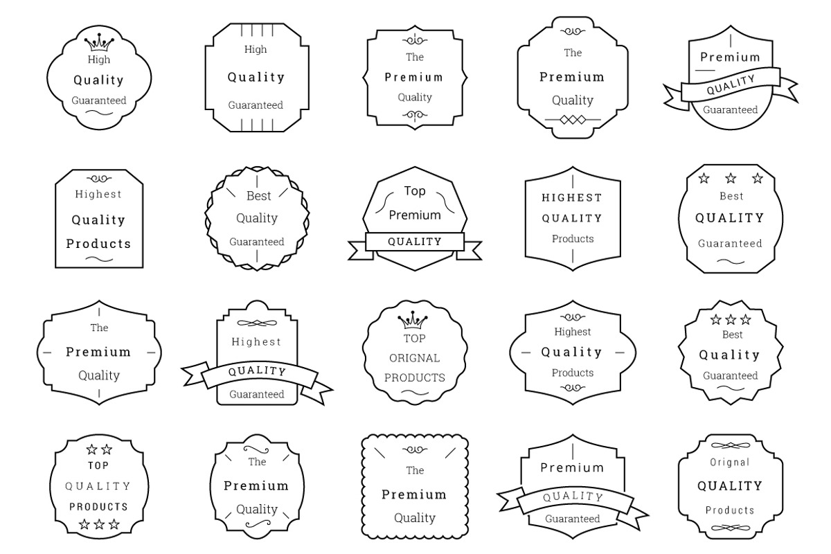 85 Premium Quality Badges and Labels