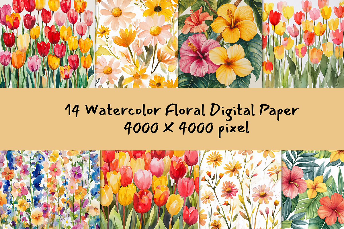 Colorful Tulip Watercolor Painting, an Illustration by ikarifq shop (Photo 1 of 4)