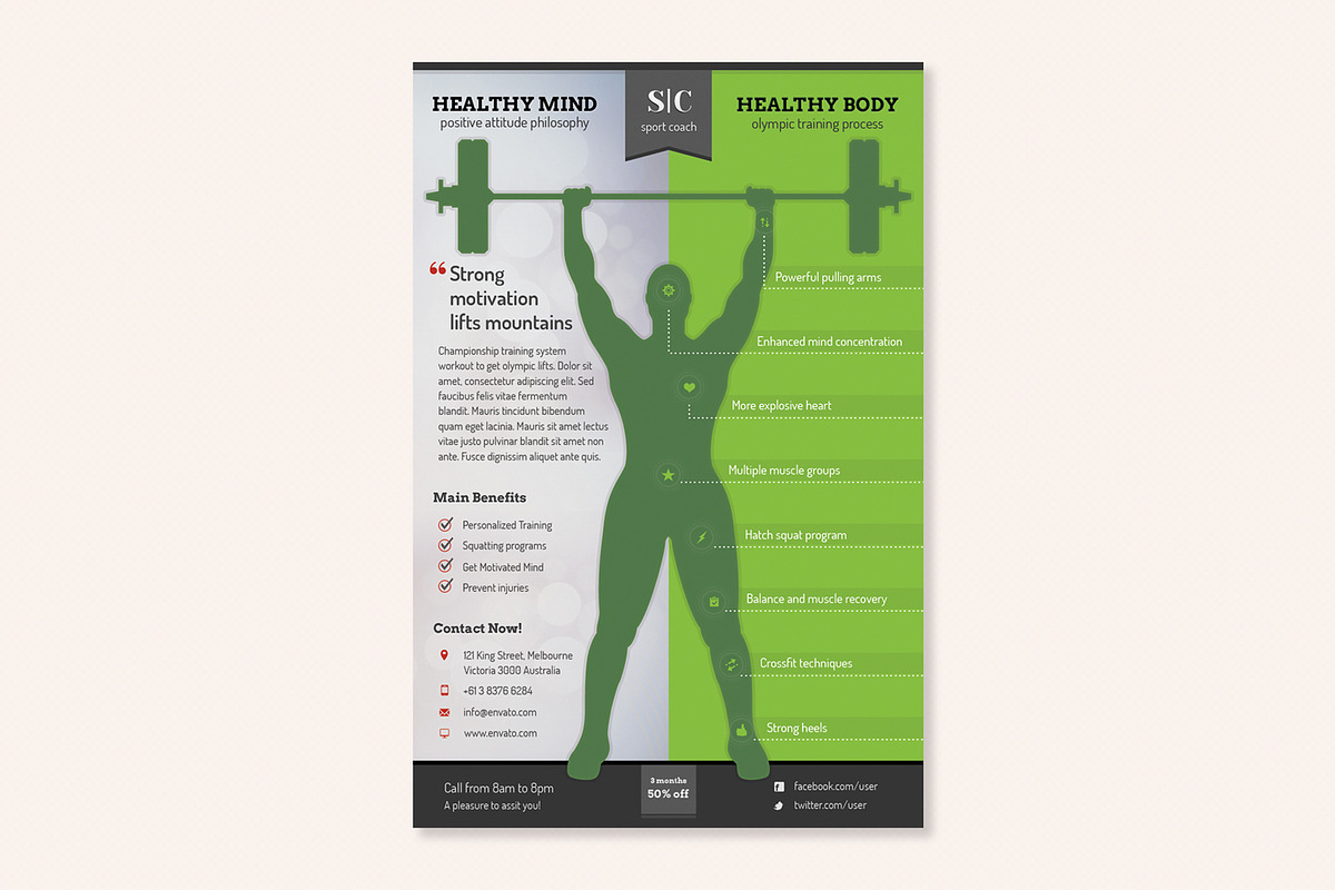 Sport Coach & Train Flyer - Gym Ver, a Flyer Template by Sargatal (Photo 2 of 5)