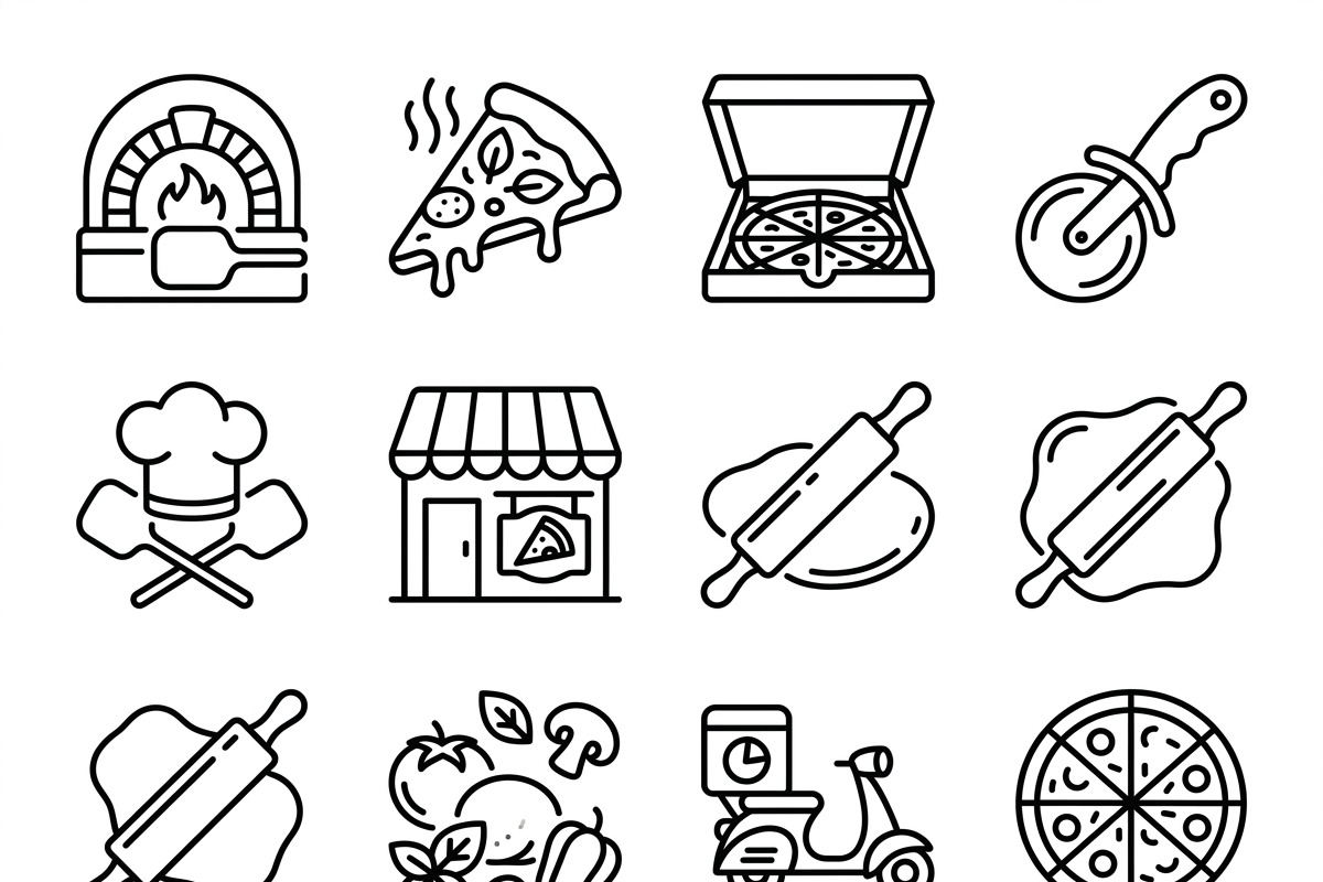 400 Pizza Shop Outline Icons, an Outline Icon by adenpinkstore (Photo 3 of 8)