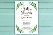 Green Leaf Baby Shower Invite Set, a Stationery Template by BF Studios (Thumbnail 2 of 3)