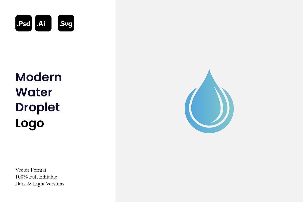 Modern Water Droplet Logo, a Branding & Logo Template by Luxury Logos (Photo 1 of 4)