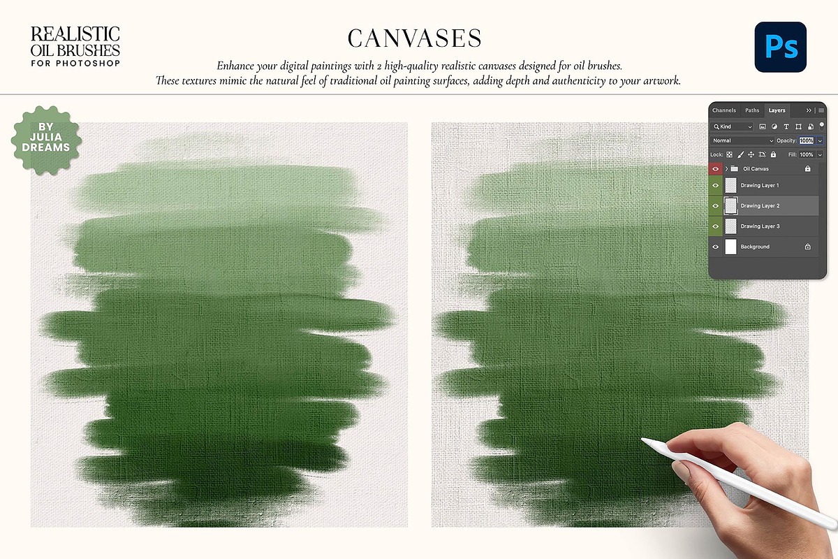 Realistic Oil Brushes Photoshop, a Brush Add-On by Julia Dreams (Photo 5 of 8)