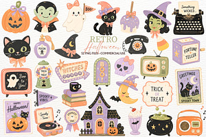 Retro Halloween Clipart Spooky PNG