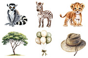 Kawaii Safari Animal Party Clipart, a Seasonal Illustration by CitraGraphics (Thumbnail 4 of 5)