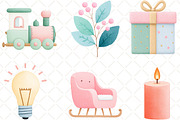 Pastel Christmas Clipart, an Illustration by Black Bird Studio (Thumbnail 6 of 6)