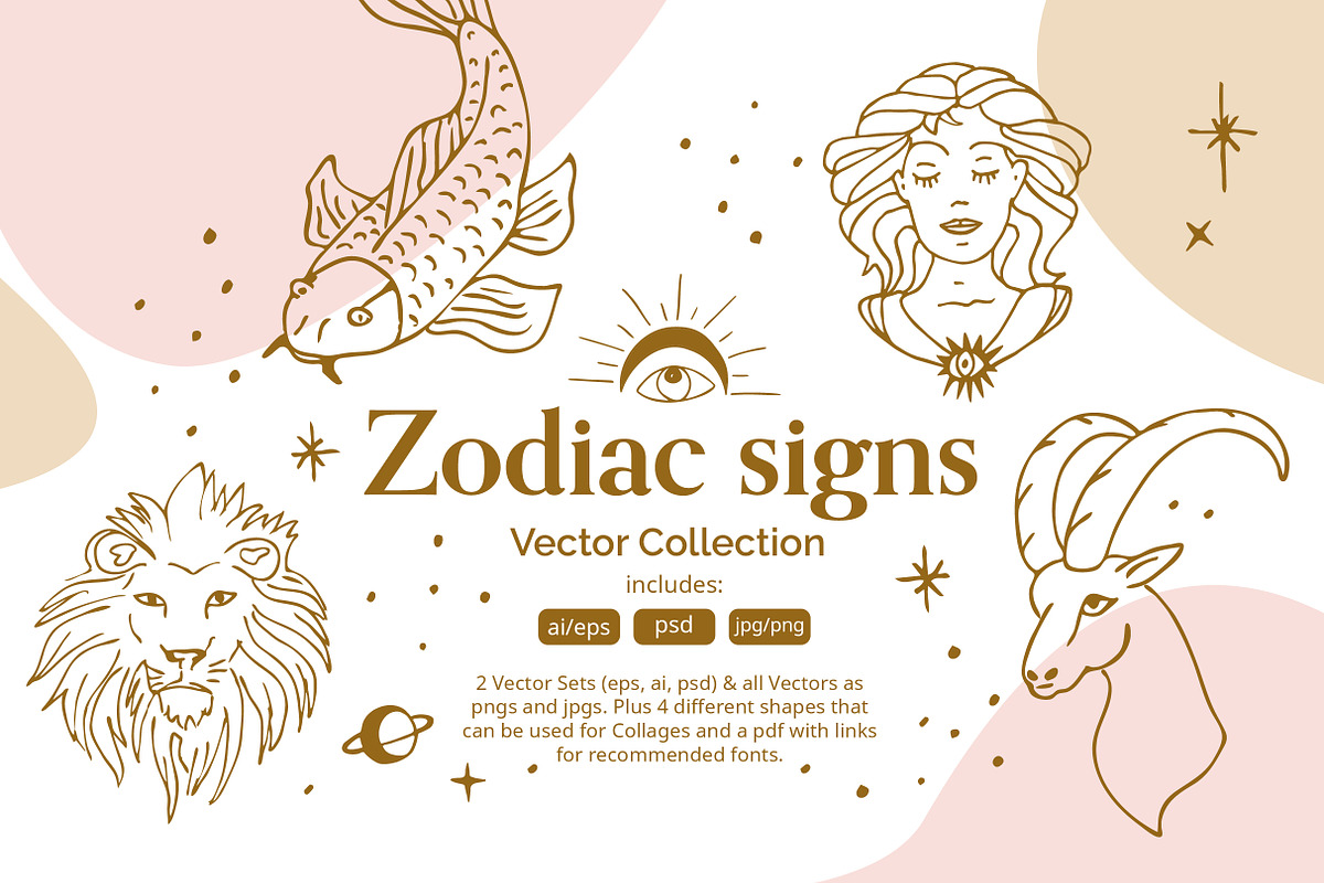Zodiac Sign Horoscope Illustrations, an Illustration by Annakaroline (Photo 1 of 7)