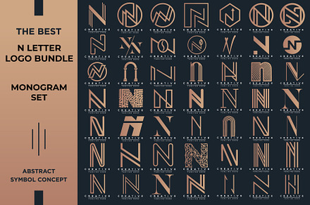 Letter N Logo Bundle NN Monogram Set
