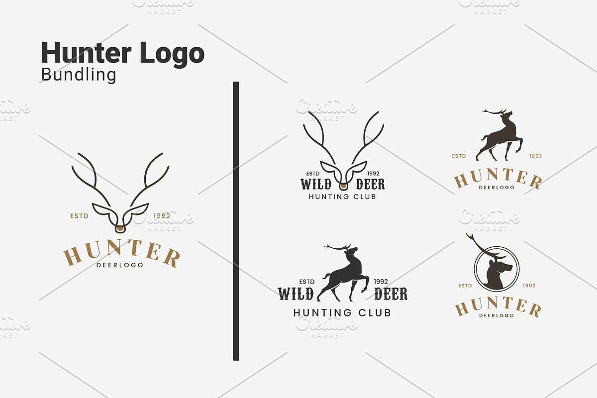Hunter Wild Deer Badge Bundle, a Branding & Logo Template by Dyn Studio (Photo 1 of 6)