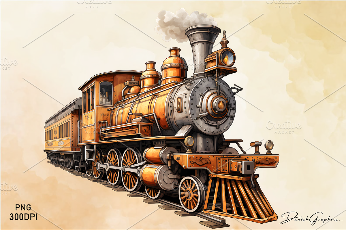 Vintage Wooden Train Sublimation Png, an Object Illustration by danishgraphics (Photo 2 of 9)