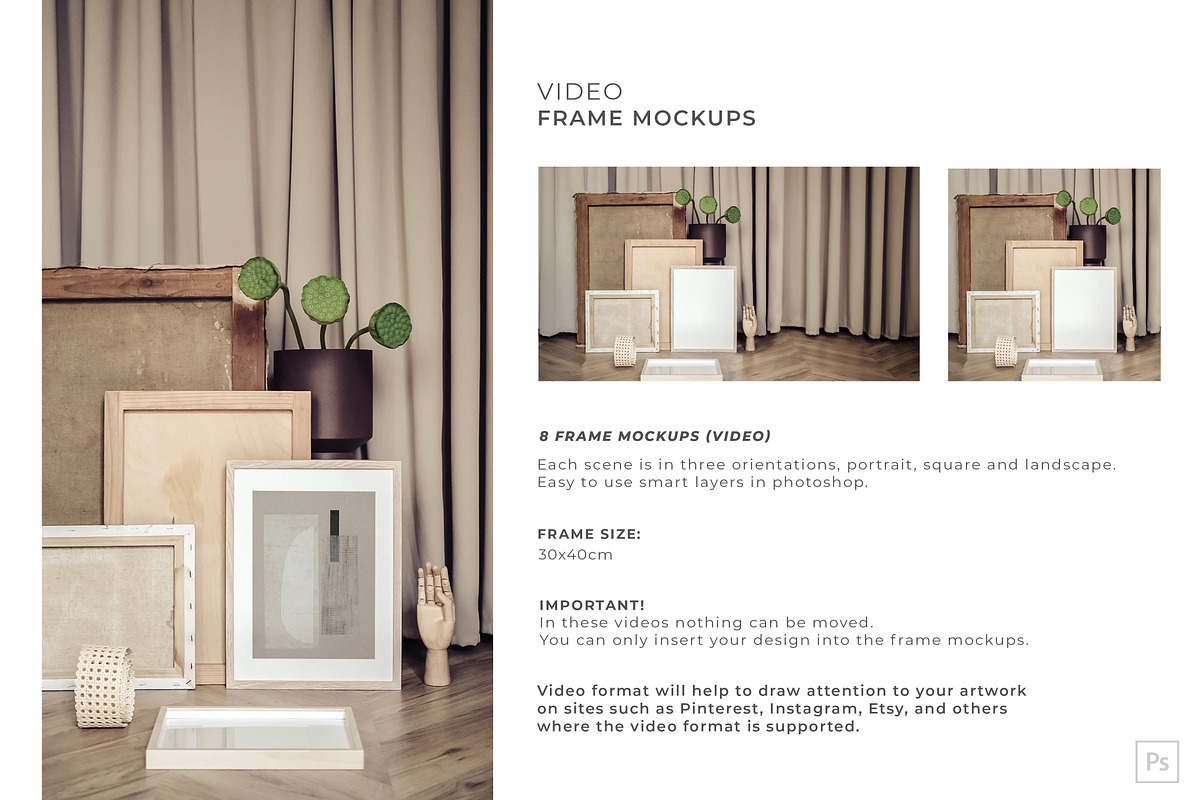 Video&Photo Frame mockups. Interior, a Print Template by Una Matison (Photo 18 of 22)