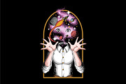 Surreal Woman with Galaxy Head, a Decorative Illustration by Judsart (Thumbnail 1 of 3)